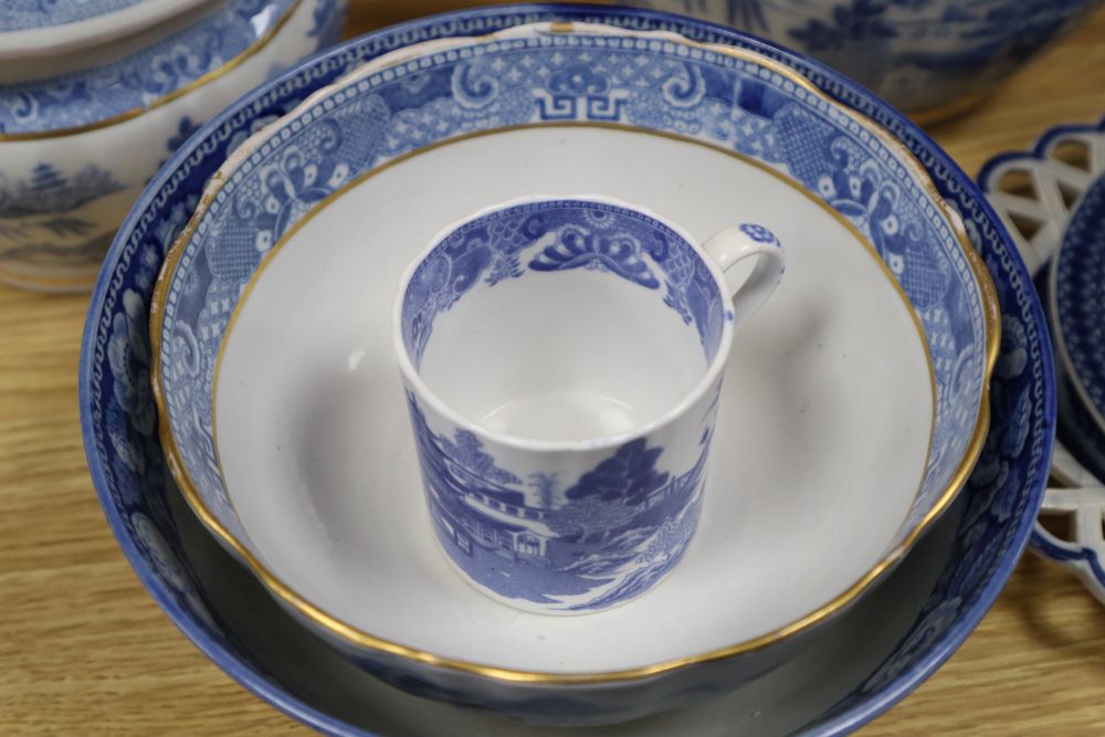 A collection of 18th/19th century English blue and white transfer-printed wares,